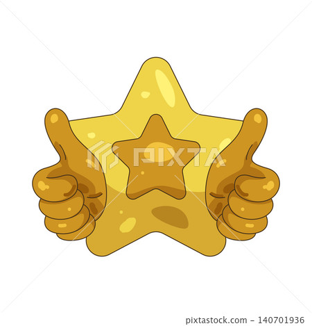 Illustration of golden star with a thumbs up Illustration of golden star with a thumbs up 140701936