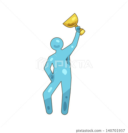 Illustration of person holding a trophy Illustration of person holding a trophy 140701937