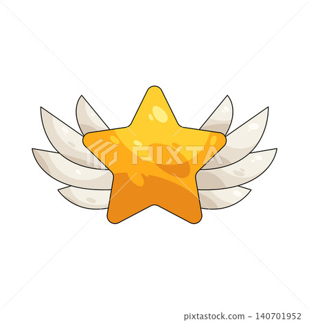 Illustration of glossy yellow star with wings Illustration of glossy yellow star with wings 140701952