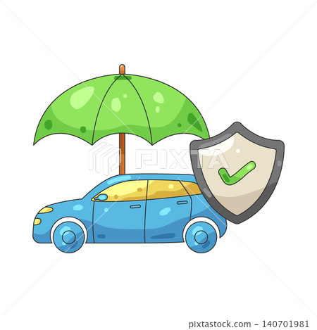 Illustration of Car insurance protection shield and umbrella Illustration of Car insurance protection shield and umbrella 140701981