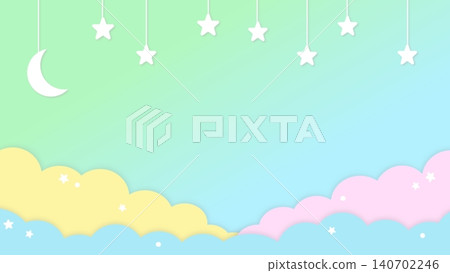 A cute, dreamy background frame featuring a moon and stars in a night sky. A cute, dreamy background frame featuring a moon and stars in a night sky. 140702246