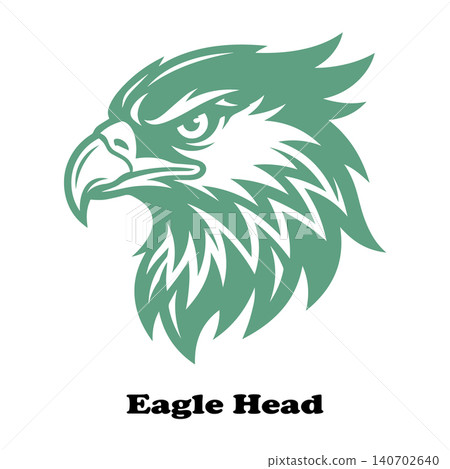 Eagle head icon featuring fierce wild bird of prey with sharp beak 140702640