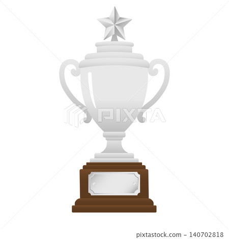 Silver trophy cup with star-shaped wooden base - Award vector illustration Silver trophy cup with star-shaped wooden base - Award vector illustration 140702818