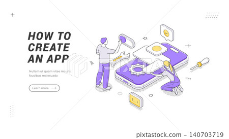 App Development And Mobile Application Creation Isometric Vector Illustration For UI UX Design 140703719