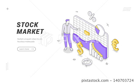 Stock Market Trading Isometric Vector Banner Template For Financial Investment Illustration Stock Market Trading Isometric Vector Banner Template For Financial Investment Illustration 140703724