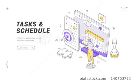 Tasks And Schedule Management Isometric Vector Illustration Banner Template Design Tasks And Schedule Management Isometric Vector Illustration Banner Template Design 140703753
