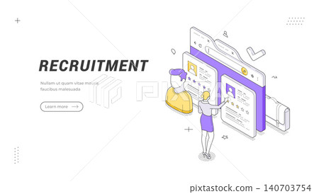 Recruitment And Human Resources Isometric Vector Illustration Banner Template Recruitment And Human Resources Isometric Vector Illustration Banner Template 140703754