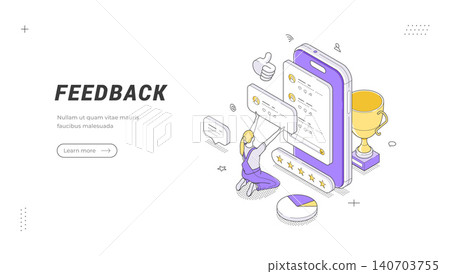 Customer Feedback And Review System Isometric Vector Illustration Banner Template Customer Feedback And Review System Isometric Vector Illustration Banner Template 140703755