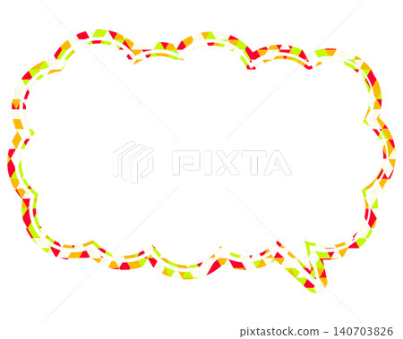 Stained glass style speech bubble, triangular pattern, elongated cloud shape Stained glass style speech bubble, triangular pattern, elongated cloud shape 140703826
