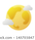 A blurry full moon icon with clouds. 140703847