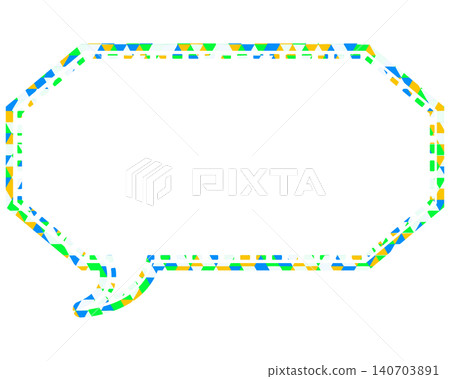 Stained glass style speech bubble, triangular pattern, elongated octagon Stained glass style speech bubble, triangular pattern, elongated octagon 140703891