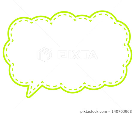 Simple colored line speech bubble, elongated cloud shape Simple colored line speech bubble, elongated cloud shape 140703968
