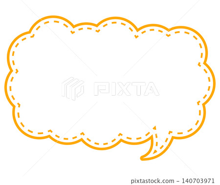 Simple colored line speech bubble, elongated cloud shape Simple colored line speech bubble, elongated cloud shape 140703971