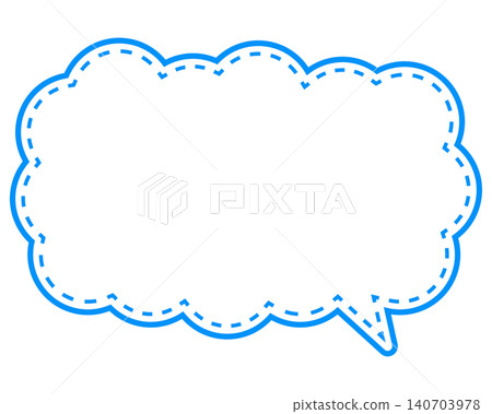 Simple colored line speech bubble, elongated cloud shape Simple colored line speech bubble, elongated cloud shape 140703978