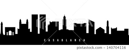 Vector silhouette illustration of Casablanca urban skyline. Vector silhouette illustration of Casablanca urban skyline. 140704116