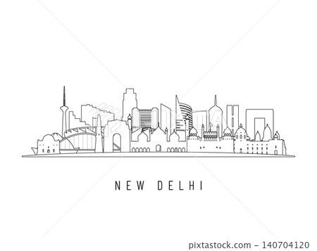 Detailed New Delhi skyline vector illustration.  140704120
