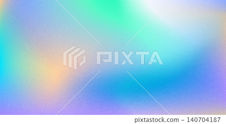 Hologram gradient background, rainbow iridescent color noise backdrop with grain texture. Pastel blue, green, purple and pink gradient background with soft grainy pattern of abstract color noise waves 140704187