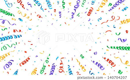 Firework and paper ribbons carnival confetti holiday background. Birthday and anniversary festive banner. Party backdrop with colorful streamers explosion, frame or border for events celebrations Firework and paper ribbons carnival confetti holiday background. Birthday and anniversary festive banner. Party backdrop with colorful streamers explosion, frame or border for events celebrations 140704207