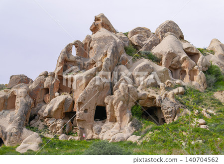 Ancient Cave Dwellings in Cappadocia, Turkey Ancient Cave Dwellings in Cappadocia, Turkey 140704562