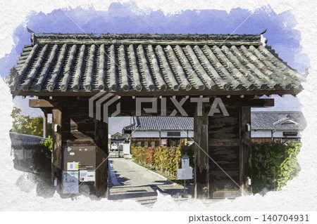 Watercolor style painting, Aoyama Historical Village, Tamba-Sasayama City, Hyogo Prefecture Watercolor style painting, Aoyama Historical Village, Tamba-Sasayama City, Hyogo Prefecture 140704931
