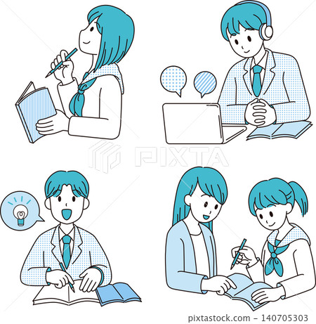 Illustrations, cram school, learning, students, students and teachers 140705303