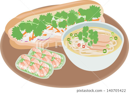 Vietnamese food on one plate Vietnamese food on one plate 140705422