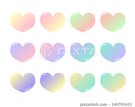 Pastel gradient glossy heart set Pastel gradient glossy heart set 140705423