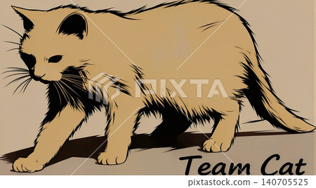 A stylized illustration of a cat in a prowling pose. 140705525