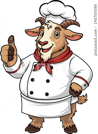 Cute Goat Chef Cartoon Charchter Mascot Illustration Cute Goat Chef Cartoon Charchter Mascot Illustration 140705699