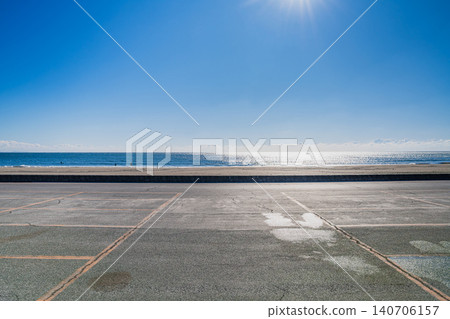 靜岡縣牧之原市靜波海灘的景色 靜岡縣牧之原市靜波海灘的景色 140706157