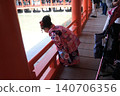 Children visiting Itsukushima Shrine in kimonos 140706356