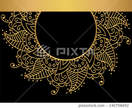 luxury Mandala yoga design. poster Golden mandala on dark background. Luxury elegant cover. Decorative ornate round mandala. A symbol of life and health. Vector illustration. luxury Mandala yoga design. poster Golden mandala on dark background. Luxury elegant cover. Decorative ornate round mandala. A symbol of life and health. Vector illustration. 140706692
