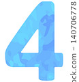 Illustration of the number 4, light blue, vector material. 140706778