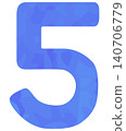 Illustration of the number 5, blue, vector graphic. 140706779