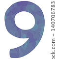 Illustration of the number 9, navy blue, vector material. 140706783