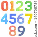 Colorful number illustration set (vector material) 140706784