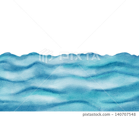 Watercolor illustration texture of blue sea water with white ripples, waves. Hand drawn abstract marine background for nautical themes, swimming pool concepts, summer designs, nautical, travel themes Watercolor illustration texture of blue sea water with white ripples, waves. Hand drawn abstract marine background for nautical themes, swimming pool concepts, summer designs, nautical, travel themes 140707548