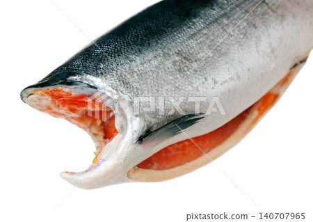 Russian wild sockeye salmon in a dressed state (white background) Russian wild sockeye salmon in a dressed state (white background) 140707965