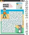 maze puzzle game with cartoon boy and miniature rabbit 140708760
