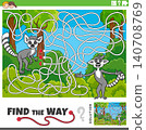 maze activity game with two cartoon lemurs animal characters 140708769