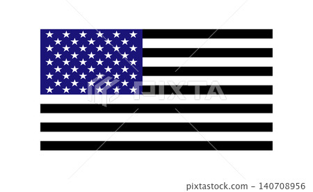 Stylized American Flag With Blue Canton And Black Stripes, Stars Pattern Graphic Illustration Stylized American Flag With Blue Canton And Black Stripes, Stars Pattern Graphic Illustration 140708956
