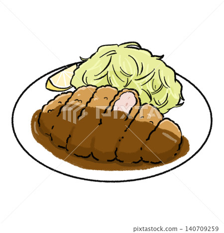 Simple illustration of miso katsu Simple illustration of miso katsu 140709259