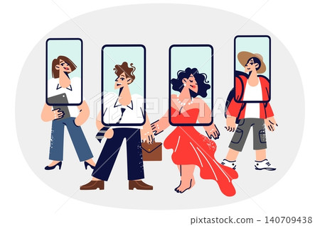 People addicted to social networks with phones instead faces, for concept fear of live communication People addicted to social networks with phones instead faces, for concept fear of live communication 140709438