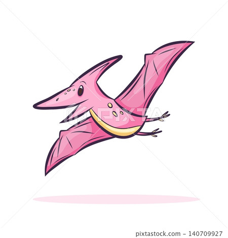 Vector illustration of a cute flying pterodactyl Vector illustration of a cute flying pterodactyl 140709927
