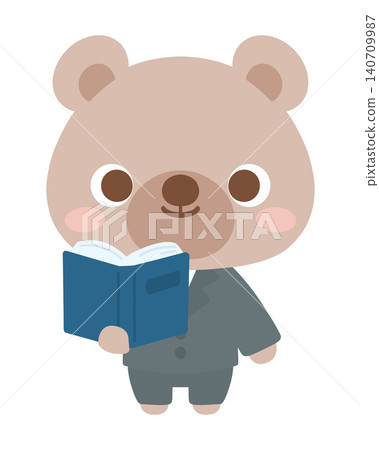 小學裡的熊老師正在讀書(動物插圖) 小學裡的熊老師正在讀書(動物插圖) 140709987