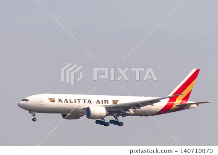 Kalitta Air Boeing 777 300ERF cargo aircraft landing on final approach Kalitta Air Boeing 777 300ERF cargo aircraft landing on final approach 140710070