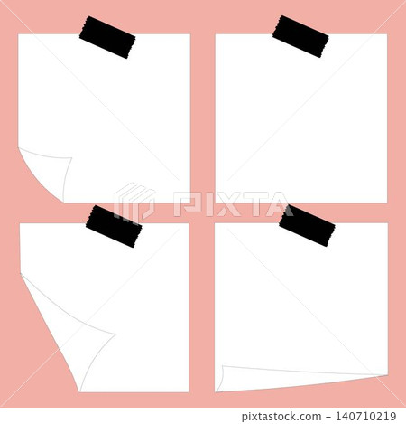 White Blank Paper Memo Notes Set with Black Tape 140710219