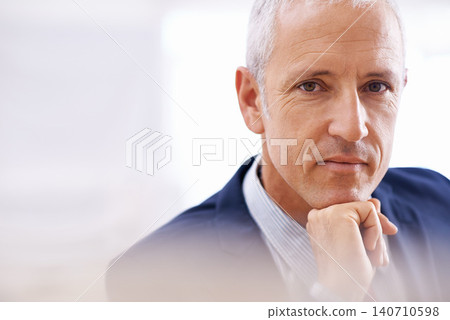 Portrait, senior businessman and thinking in office for idea, planning or problem solving insight. Face, vision or elderly male entrepreneur with why, questions or brainstorming recruitment solution Portrait, senior businessman and thinking in office for idea, planning or problem solving insight. Face, vision or elderly male entrepreneur with why, questions or brainstorming recruitment solution 140710598