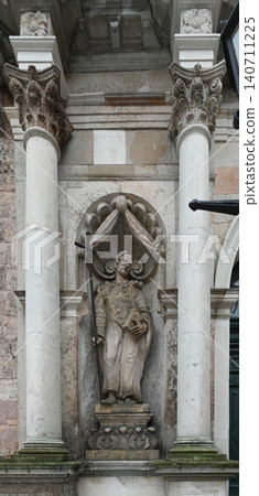 Statue of St. John the Baptist in a Niche on the Facade of St. Peter Church in Riga, Latvia Statue of St. John the Baptist in a Niche on the Facade of St. Peter Church in Riga, Latvia 140711225