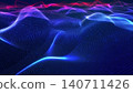 3d render VJ loop. Colorful particles traverse glowing network. Bright waves ripple across illuminated digital grid. Vivid digital particles surge along glowing mesh framework creating immersive 140711426